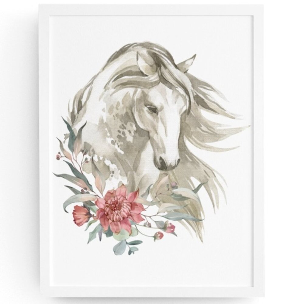 Wall Art Watercolor Horse Illustration Print Poster Unframed